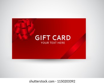 Gift Card Template with Bow and Ribbon Vector Illustration EPS10