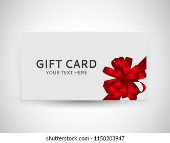 Gift Card Template with Bow and Ribbon Vector Illustration EPS10