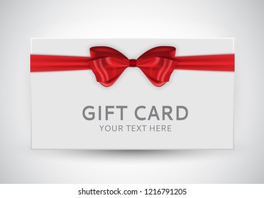 Gift Card Template with Bow and Ribbon Vector Illustration EPS10