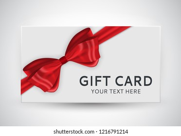 Gift Card Template with Bow and Ribbon Vector Illustration EPS10