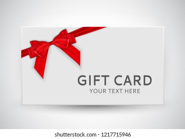 Gift Card Template with Bow and Ribbon Vector Illustration EPS10