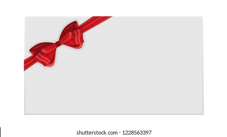 Gift Card Template with Bow and Ribbon Vector Illustration EPS10