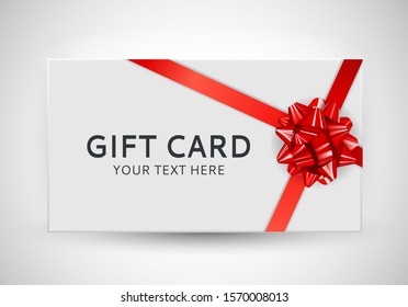 Gift Card Template with Bow and Ribbon Vector Illustration EPS10