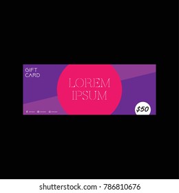 Gift card template. Creative Banner  Design. Vector Illustration. Abstract purple and magenta voucher. Facebook banner