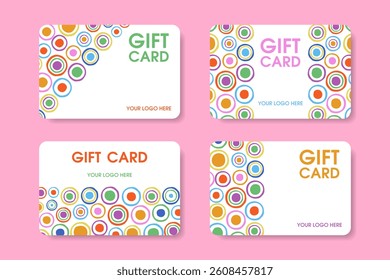 Gift card template. Creative gift card design with abstract circles. Vector.