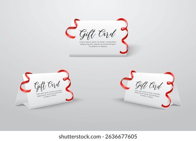 Gift Card Template with Curved Red Ribbon Design