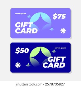 Gift Card Template Design 50 75 Blue Purple Gradient