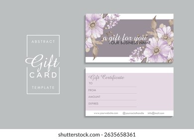 Gift card template with flowers. Vector illustration. EPS 10.