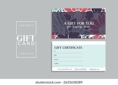 Gift card template with flowers. Vector illustration. EPS 10.