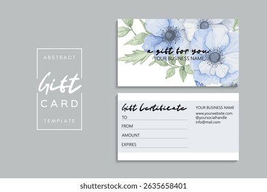 Gift card template with flowers. Vector illustration. EPS 10.