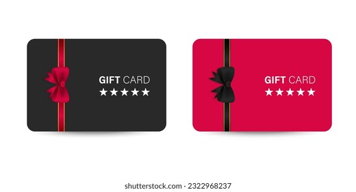 Gift card template with shadow. Black and red gift card mockup