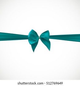 Gift Card Template with Silk Ribbon and Bow. Vector illustration