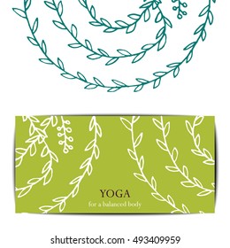 Gift card template for studio or class yoga retreat. Vector editable pattern