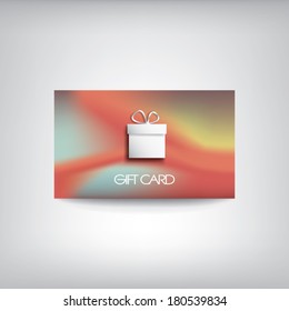 Gift card template with symbol of present on colorful background. Eps10 vector illustration