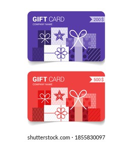 Gift card template. Vector template for design. Gift voucher