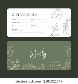 Gift card template, Gift voucher template, front and back, voucher, gift certificate, coupon, print-ready, discount, template, design, shopping, minimal, loyalty card, marketing, campaign, advertising