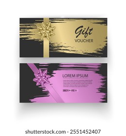 Gift Card template Gift voucher set Vector illustration