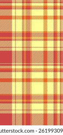 Gift card textile background texture, heritage pattern vector plaid. Aesthetic seamless fabric check tartan in yellow and red colors palette.