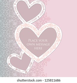Gift card. Valentine's Day. Vector background. Happy birthday greeting card. Wedding invitation template Illustration.