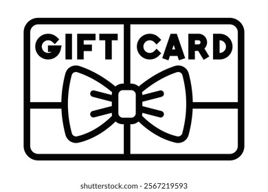 Gift card vector icon with bow in line style. Editable stroke.