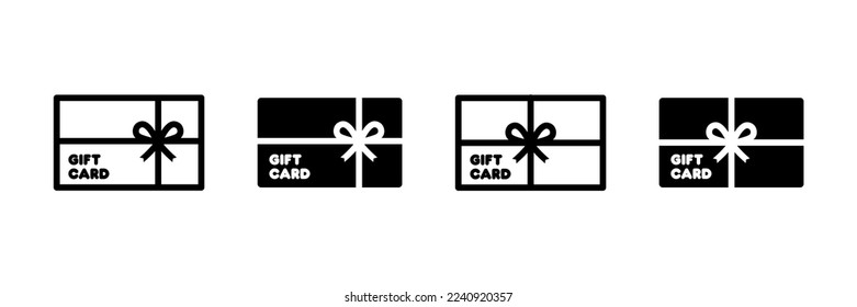 Gift card vector icon set. Outline gift certificate or special present symbol. Shopping gift card logo for apps and websites