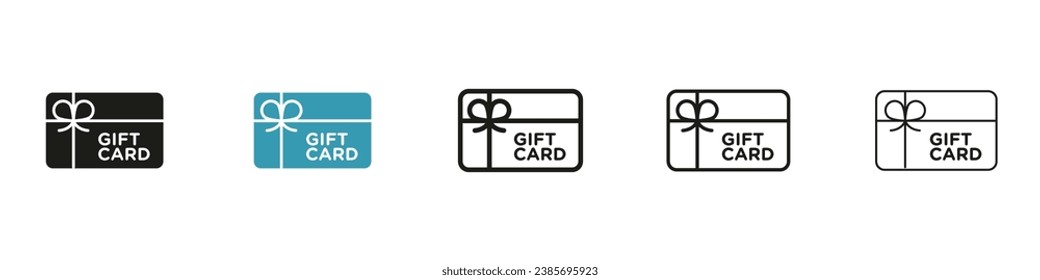 Gift card vector icon set. Loyalty bonus reward voucher symbol. Cash back gift card sign in black and white color.