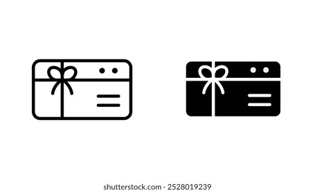 Gift card vector icon set in black and white color.
