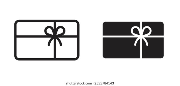 Gift card vector icon set in black color.