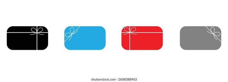 Gift card vector icon set. Loyalty bonus reward voucher symbol. Cash back gift card sign in black and white color. Vector Illustration .EPS 10 .