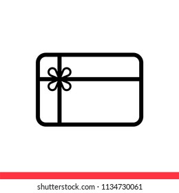 Gift card vector icon, surprise symbol. Simple, flat design for web or mobile app