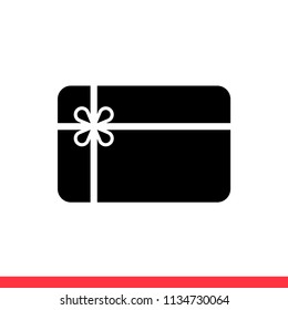 Gift card vector icon, surprise symbol. Simple, flat design for web or mobile app