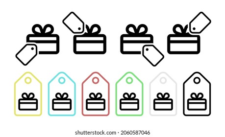 Gift card vector icon in tag set illustration for ui and ux, website or mobile application