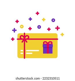 Icono vectorial de tarjeta de regalo. Voucher, cupón, ilustración actual. 