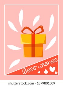 Gift card vector illustration best wishes gift box