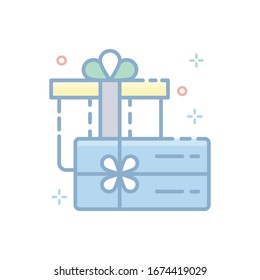Gift Card Vector illustration. Filled Outline Color Icon.