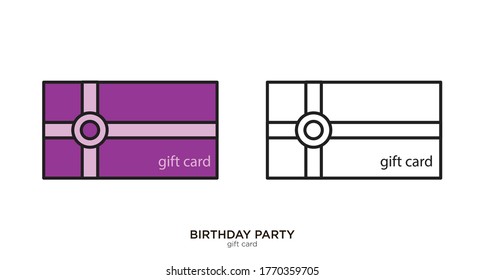 Ilustración vectorial de tarjeta de regalo color lineal y diseño relleno