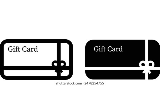 Gift card vector line logo art icon mark. shopping discount voucher card outline drawing set design eps 10.