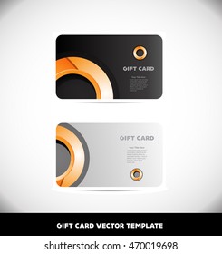 Gift card vector orange circle abstract black background template design illustration for business