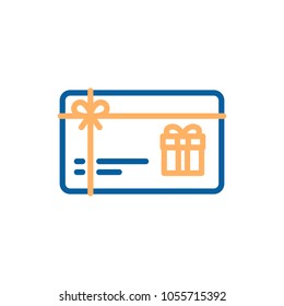 Gift Card Vector Thin Line Icon. Voucher, Coupon, Present Illustration