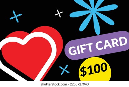 Gift card. Voucher. Geometric flat design. Trendy geometric elements on background.