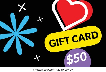 Gift card. Voucher. Geometric flat design. Trendy geometric elements on background.