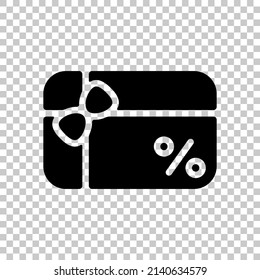 Gift card, voucher or shopping certificate, simple logo. Black symbol on transparent background