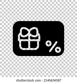Gift card, voucher or shopping certificate, simple logo. Black symbol on transparent background