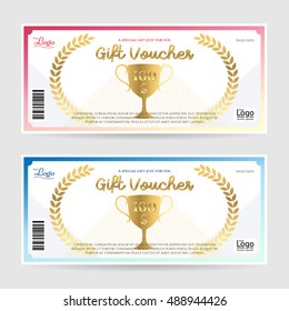 Gift card or gift voucher template with trophy wreath vector