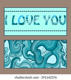 Gift card with wavy pattern and an inscription