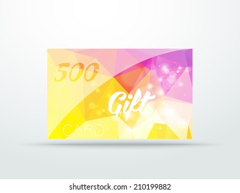 Gift card yellow lila glitter with shine abstract triangle design vector illustration 