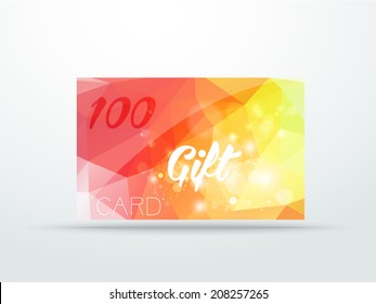 Gift card yellow red glitter with shine abstract triangle design vector illustration 
