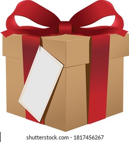 gift cardboard box with red ribbon and insert