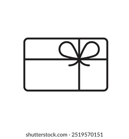 Icono de la línea de la tarjeta del regalo. Ilustración vectorial. EPS10
