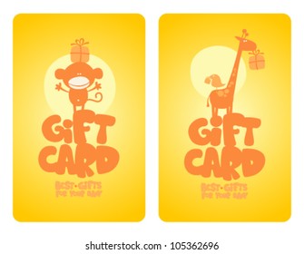 Gift cards for baby with cute animals.